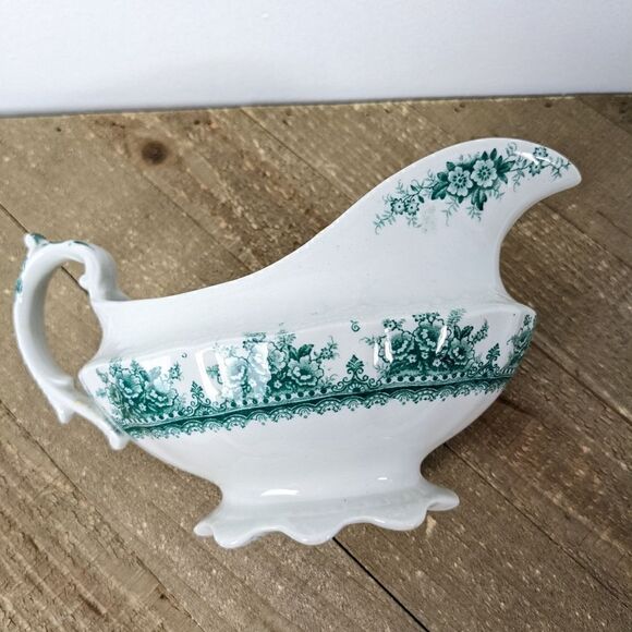 Hanley Regal by Dudson, Wilcox & Till Teal floral pattern Gravy Boat - Picture 1 of 6
